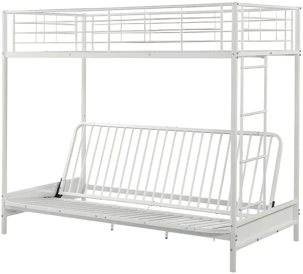 Vente-unique - MODULO Bett Metall Weiß - B 96 cm x H 170 cm x L 198 cm
