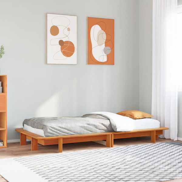 vidaXL Massivholzbett ohne Matratze Wachsbraun 75x190 cm Kiefernholz 850685