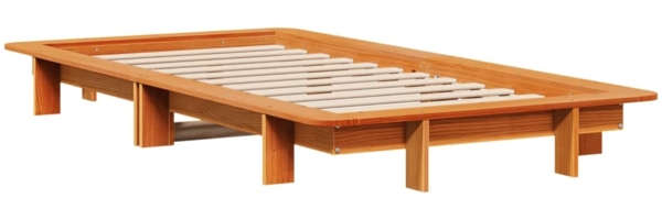 vidaXL Massivholzbett ohne Matratze Wachsbraun 75x190 cm Kiefernholz 850685 Bild 5