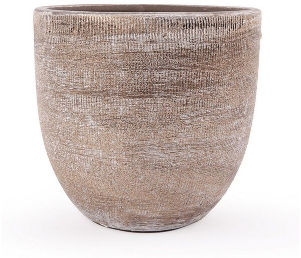 INNA-Glas Blumentopf Keramik Pflanztopf KAMUNI, längsstreifen, grau-grün, 17 cm, Ø 19 cm