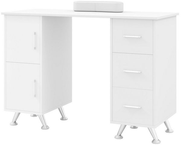 COSTWAY Schminktisch, Maniküretisch,Nageltisch mit 3 Schubladen, Holz