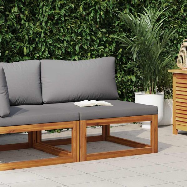 vidaXL Modular-Mittelsofa mit Dunkelgrauen Kissen Akazie Massivholz 311862