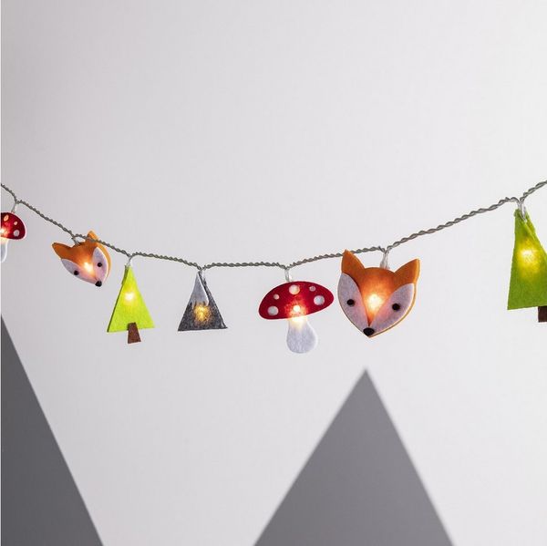 Lights4fun LED-Lichterkette 16er Woodland Filz Kinder Lichterkette