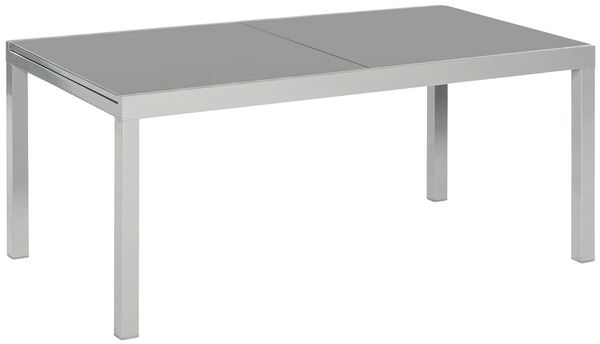 MERXX Gartentisch Ausziehtisch, BxT: 89,5x150/220 cm, silberfarben, graue Sicherheitsglasplatte