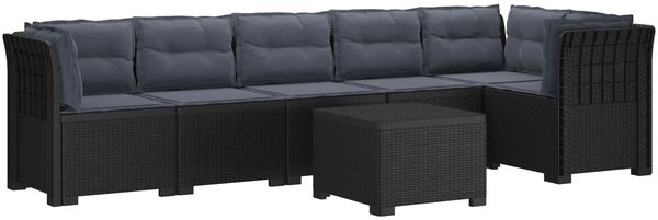 vidaXL 6-Sitzer Garten Sofa mit Kissen Rattan Look PP Anthrazit 3444125