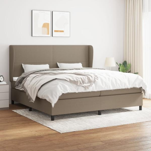 Boxspringbett mit Matratze Stoff Taupe 200 x 200 cm, Härtegrad: H2 [3127833]