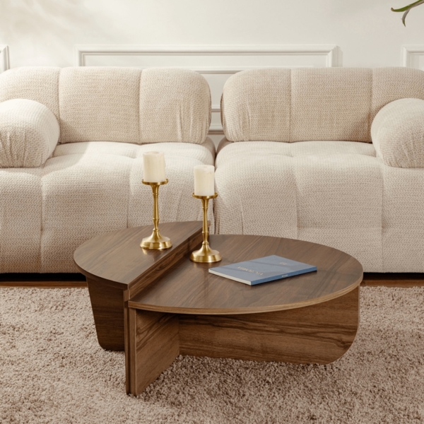 Calicosy Set aus 2 Couchtischen L90 cm - ORION - Dunkles Holz Bild 2