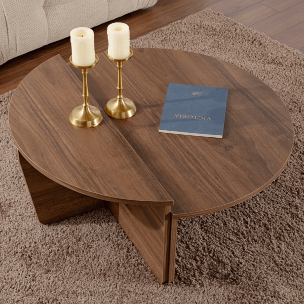 Calicosy Set aus 2 Couchtischen L90 cm - ORION - Dunkles Holz Bild 8