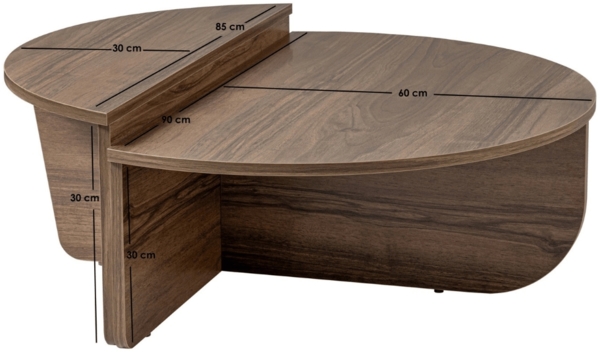 Calicosy Set aus 2 Couchtischen L90 cm - ORION - Dunkles Holz Bild 5