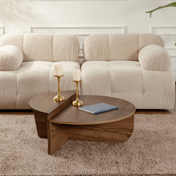 Calicosy Set aus 2 Couchtischen L90 cm - ORION - Dunkles Holz Bild 6