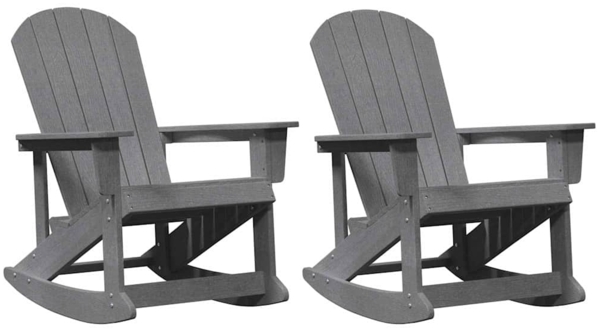 vidaXL Adirondack Schaukelstühle 2 pcs Hellgrau HDPE 3335837