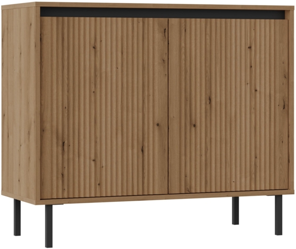 Selsey 'Osaka' Sideboard 2-türig mit geriffelten Fronten, Eichenholzoptik 'Evo'ke, ca. 85 x 100 x 40 cm