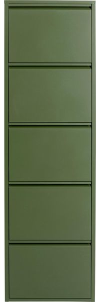 Kare Design Schuhschrank Caruso, Oliv, 173 x 50 x 15 cm, Schuhablage, Schuhkipper, Schuhregal, mit 3 Klappen, für 6 Paar Schuhe, Stahl, Schmal, Platzsparend, Hoch, Eingangsbereich