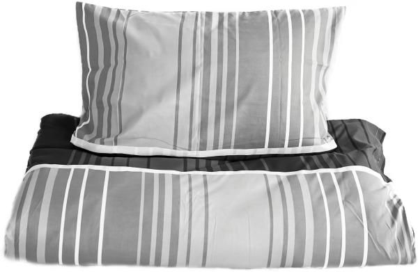 2 teilige Bettwäsche-Set 155x220 cm mit Kissenbezug 80x80 cm mit Reißverschluss aus Mikrofaser Grau