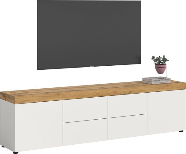 OTTO home Lowboard MAMBO, Breite 200cm, 2 Türen, 4 Schubkästen, push-2-open (1 St, 2 farbige Ausführung, in verschiedenen Farben erhältlich), Lowboard, TV Unterschrank, Tv-Schrank, Wohnzimmer