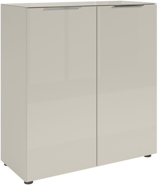 Kommode >Santorin< Glasfronten, in Kaschmir - 90x99x40cm (BxHxT)