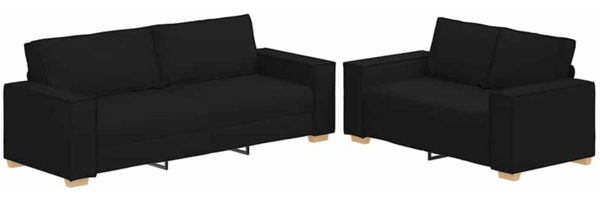 vidaXL 2-tlg. Sofagarnitur mit Kissen Schwarz Stoff 3324693