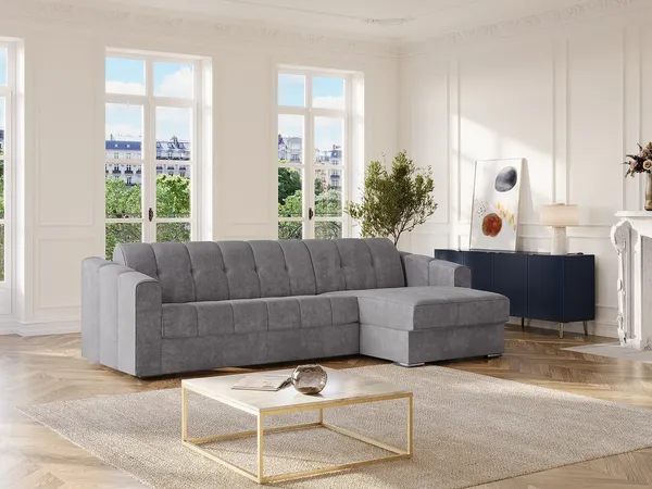 Vente-unique - DARIELO Sofa Stoff Grau - B 223 cm152 cm x H 85 cm x L 275 cm