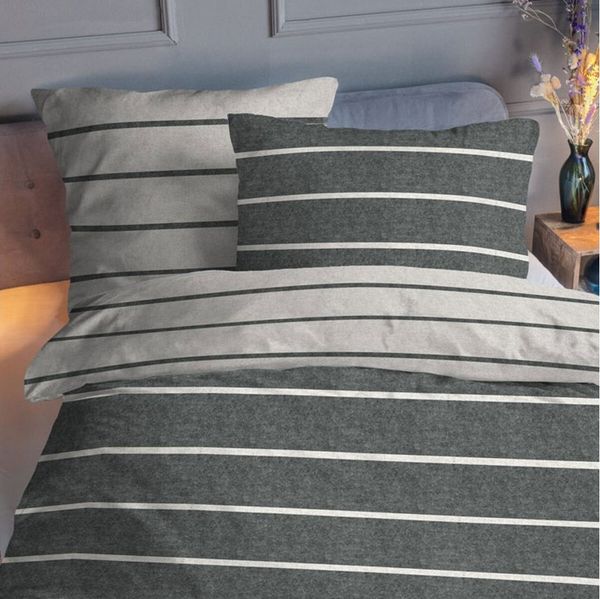 TRAUMSCHLAF Bettwäsche Melange Querstreifen, Flanell, 1 teilig, zeitlose Wendebettwäsche