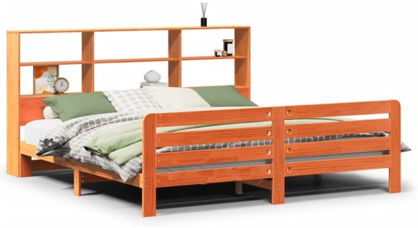 vidaXL Massivholzbett ohne Matratze Wachsbraun 180x200 Kiefernholz 3309934