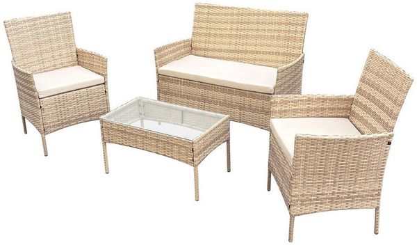 SVITA Sitzgruppe BROOKLYN, (Set, 4-tlg, Gartenlounge), Gartenmöbel Set, Sitzgruppe, Polyrattan