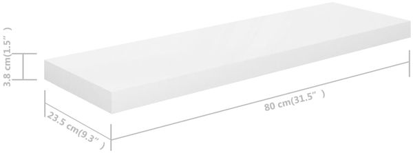 vidaXL Schweberegal Hochglanz-Weiß 80x23,5x3,8 cm MDF 323751 Bild 7