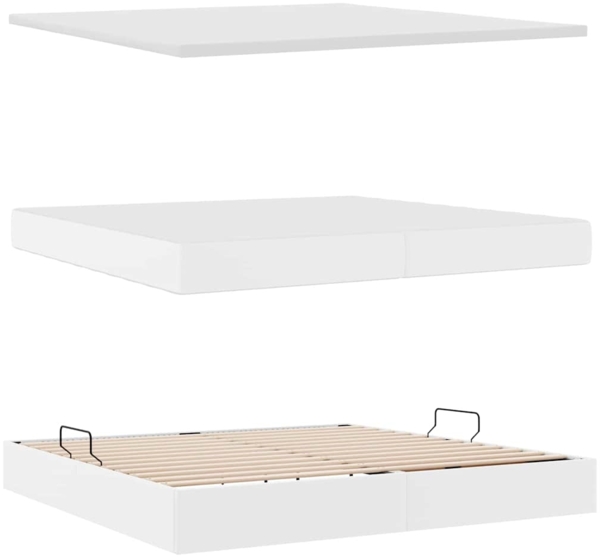 vidaXL Bett mit LED-Lichtleisten Hellgrau 200 x 200 cm PVC 3371046 Bild 8