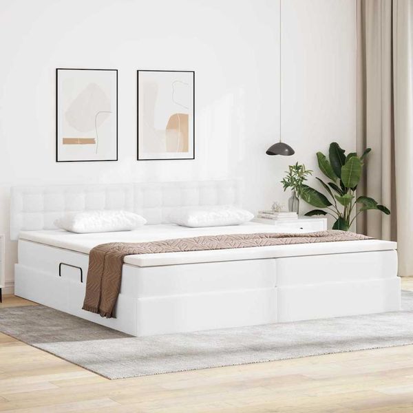 vidaXL Bett mit Stauraum und LED Hellgrau 200 x 200 cm Kunstleder 3371046