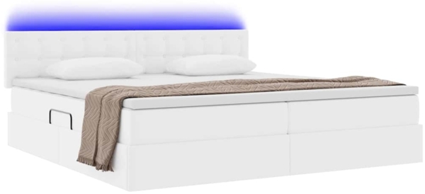 vidaXL Bett mit LED-Lichtleisten Hellgrau 200 x 200 cm PVC 3371046 Bild 2