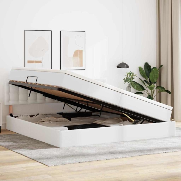 vidaXL Bett mit LED-Lichtleisten Hellgrau 200 x 200 cm PVC 3371046 Bild 3