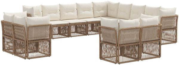 vidaXL Gartensofa-set 13 pcs Beige Poly-Rattan 3434436