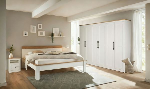 OTTO home Kleiderschrank Büsum Schlafzimmer Schrank mit 6 Türen (stabile robuste Bauweise mit optimaler Aufteilung - Breite 3m) Schlafzimmerschrank Landhaus Design Garderobe Schrank Bestseller