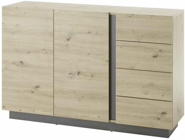 Sideboard 2-türig 138x91 cm + 4x Schubkästen Eiche Graphit CORATO