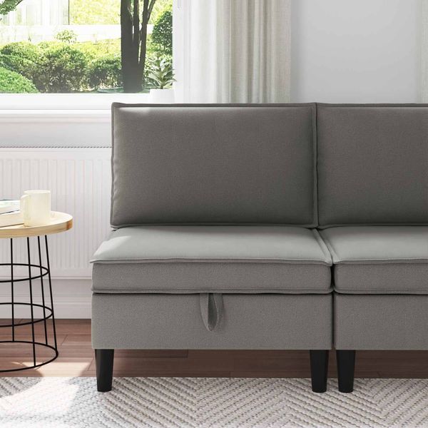 vidaXL Mittelsofa mit Stauraum Dunkelgrau Samt 42027120
