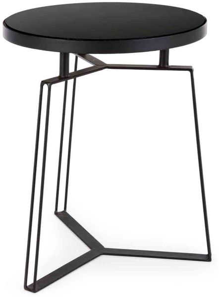 Beistelltisch Arizan aus Stahl und Glas, modern rund, schwarz, Ø 40 cm, pflegeleicht