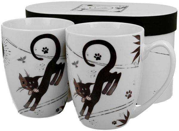 DUO ANIMALS 2er-Set Becher 380 ml CHARMING CATS New Bone China Porzellan