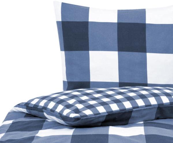 Traumschlaf Flanell Bettwäsche Karos|155x220 cm + 80x80 cm| blau