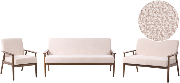 Sofa Set 6-Sitzer ESRUM Bouclé Dunkelbraun Beige