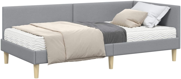 vidaXL Eckbettgestell mit Matratze Sonstiges 2 pcs Hellgrau Stoff 3393749
