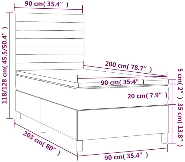 vidaXL Boxspringbett mit Matratze & LED Dunkelgrün 90x200 cm Samt 3136164 Bild 9