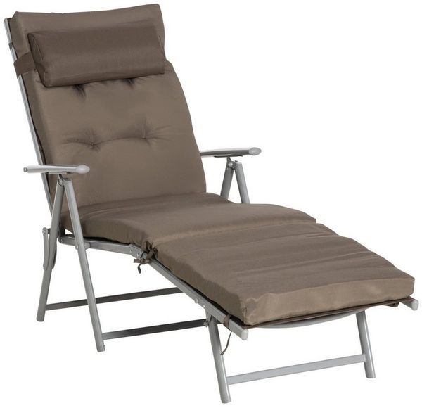 Outsunny Gartenliege Mit Kissen Garten Stoff 137 x 63,5 x 100,5 cm, Liege, 1 St, Sonnenliege, Sonnenliege klappbar verstellbar