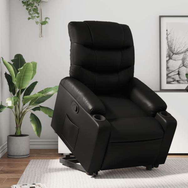 vidaXL Relaxsessel mit Aufstehhilfe Schwarz Kunstleder 3206599