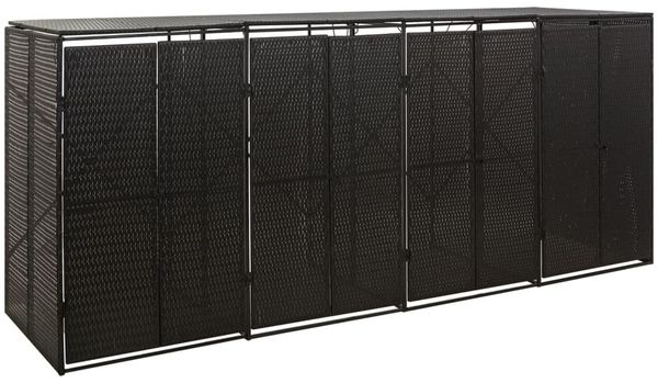 vidaXL Mülltonnenbox für 4 Tonnen Schwarz 274x80x117 cm Poly Rattan 319863