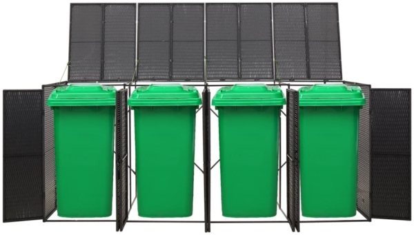 vidaXL Mülltonnenbox für 4 Tonnen Schwarz 274x80x117 cm Poly Rattan 319863