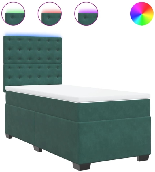 vidaXL Boxspringbett mit Matratze Dunkelgrün 90x200 cm Samt 3293125