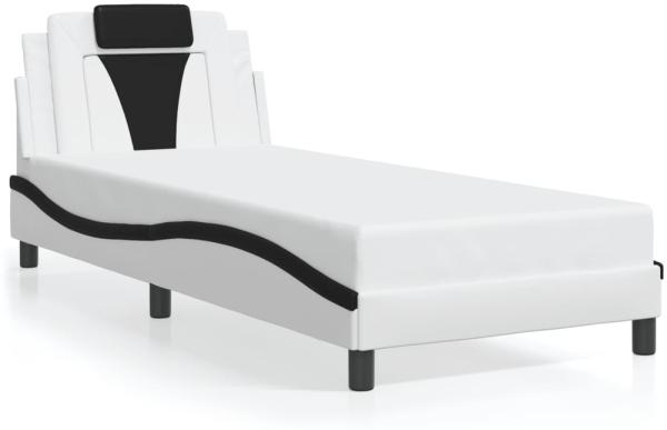 vidaXL Bettgestell "Viana" ohne Matratze Weiß und Schwarz 90x200 cm Kunstleder 3208074