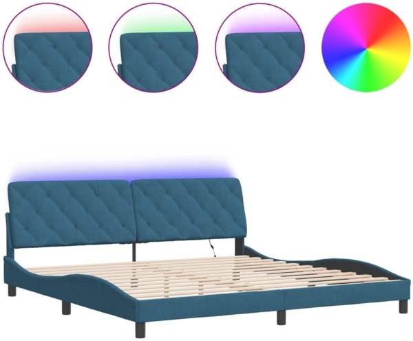 vidaXL Bettgestell mit LED ohne Matratze Blau 200x200 cm Samt 3213877