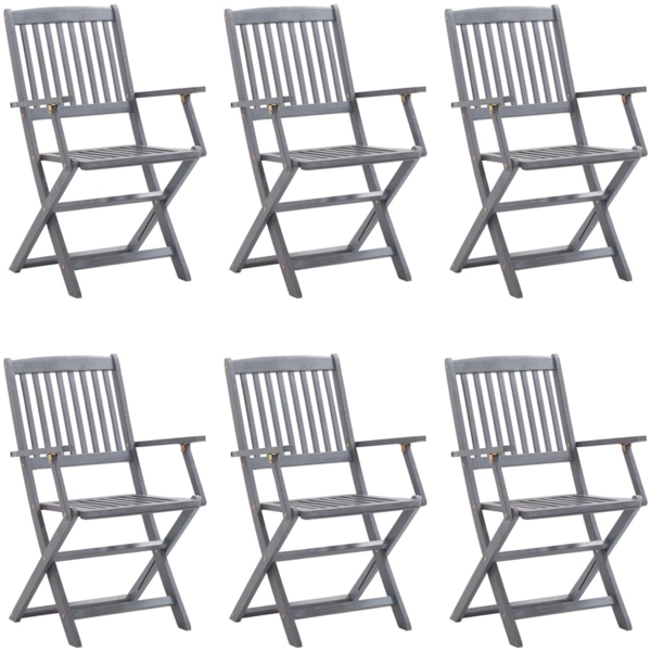 vidaXL Klappbare Gartenstühle 6 Stk. mit Kissen Massivholz Akazie 3065421