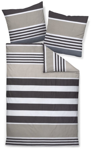 Janine Bettwäsche JD, Mako-Satin, 2 teilig, modern gestreift, braun weiß
