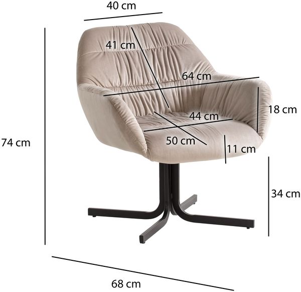 Loungesessel Samt Beige gepolstert Metallbeine mit Rückenlehne und Armlehnen Bild 4